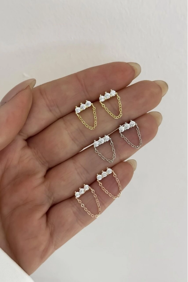 Üçtaş Zincir Küpe