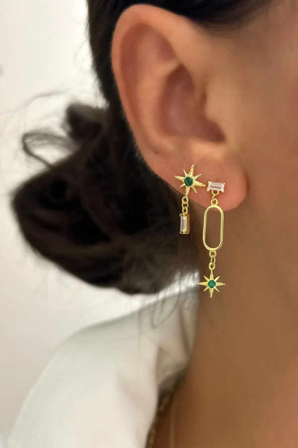 Yeşil Taşlı İtalyan Küpe