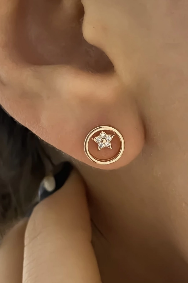 Yuvarlak Minik Yıldız Küpe