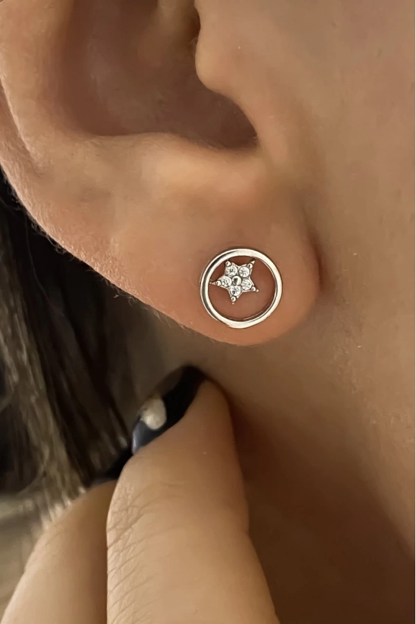 Yuvarlak Minik Yıldız Küpe