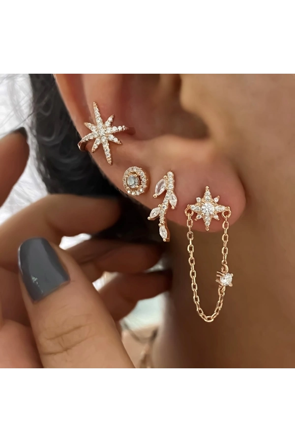 Yuvarlak Taşlı Tektaş Küpe