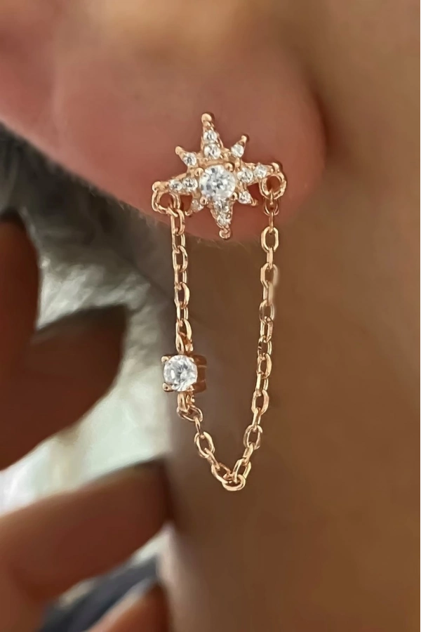 Zincirli Kutup Yıldızı Küpe