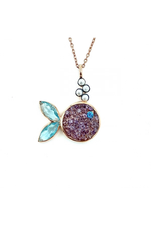 Zirkon Taşlı Balık Kolye