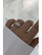 Baget Kesim Mozanit Taşlı Yarım Tur Yüzük