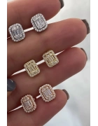 Baget Taşlı Kare Tektaş Küpe