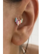 Beş Sıra Mineli Piercing Küpe