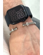 Çelik Bileklik Gümüş Harfli