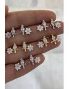 Çiçekli Kuş Küpe