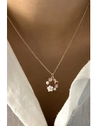 Çiçekli Sedef Taşlı Kolye