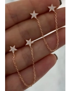 Çift Yıldızlı Zincir Küpe