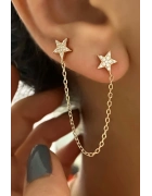 Çift Yıldızlı Zincir Küpe