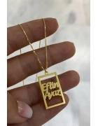 Dikdörtgen Detaylı İsim Kolye