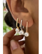 Dikdörtgen İnci Detaylı Küpe