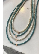 Figürlü İnci&Turkuaz Kolye