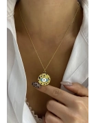 Göz Mineli Plaka Kolye