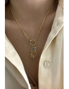 Gurmet Zincirli Göz Boncuklu Harf Kolye