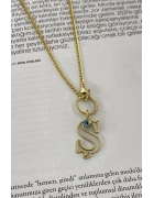 Gurmet Zincirli Göz Boncuklu Harf Kolye