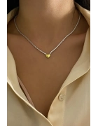 İki Renkli Kalp Detaylı Su Yolu Kolye