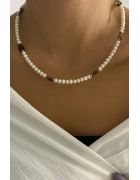 İnci Malahit Detaylı Kolye