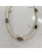 İnci Malahit Detaylı Kolye