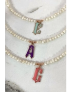 İncili Mineli Harf Kolye