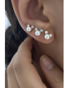 İncili Taşlı Minimal Küpe