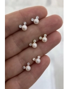 İncili Taşlı Minimal Küpe