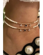 İncili Üç Taşlı Halhal