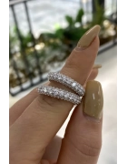 İthal Bombeli Üç Sıra Taşlı Tamtur Yüzük