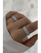 İthal Üç Sıra Taşlı Tamtur Yüzük