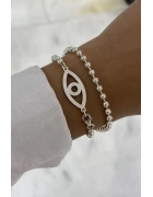 Kendinden İkili Top Zincirli Göz Bileklik