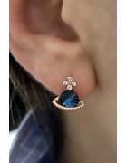 Lacivert Taşlı Küpe