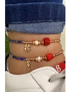 Lapis Ve Mercan Taşlı Halhal