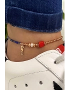 Lapis Ve Mercan Taşlı Halhal