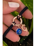 Makrome İpli Simit Kilitli Harf Bileklik