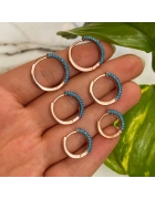 Mavi Taşlı Halka Küpe