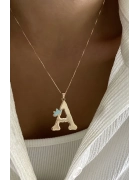 Tasarım Lotuslu Harf Kolye