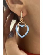 Mineli Sallantılı Kalp Küpe