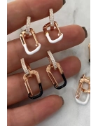 Mineli Taşlı Halka Küpe