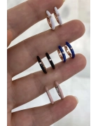 Mineli Tek Taş Detaylı Halka Küpe