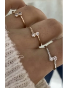 Minimal İki Taşlı Yüzük