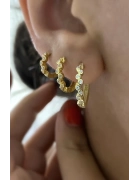 Minimal Taşlı Halka Küpe