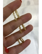 Minimal Taşlı Halka Küpe