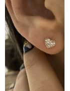 Minimal Taşlı Kalp Küpe