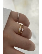 Minimal Tek Taş Detaylı Yüzük