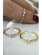 Minimal Tek Taş Detaylı Yüzük