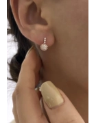 Minimal Top Taşlı Küpe