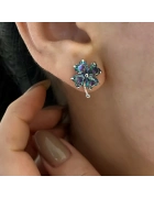 Mistik Topaz Taşlı Yonca Küpe