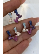 Mix Taşlı Yıldız Kıkırdak Küpe