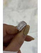 Mozanit Taşlı Baget Kesim Fantazi Yüzük